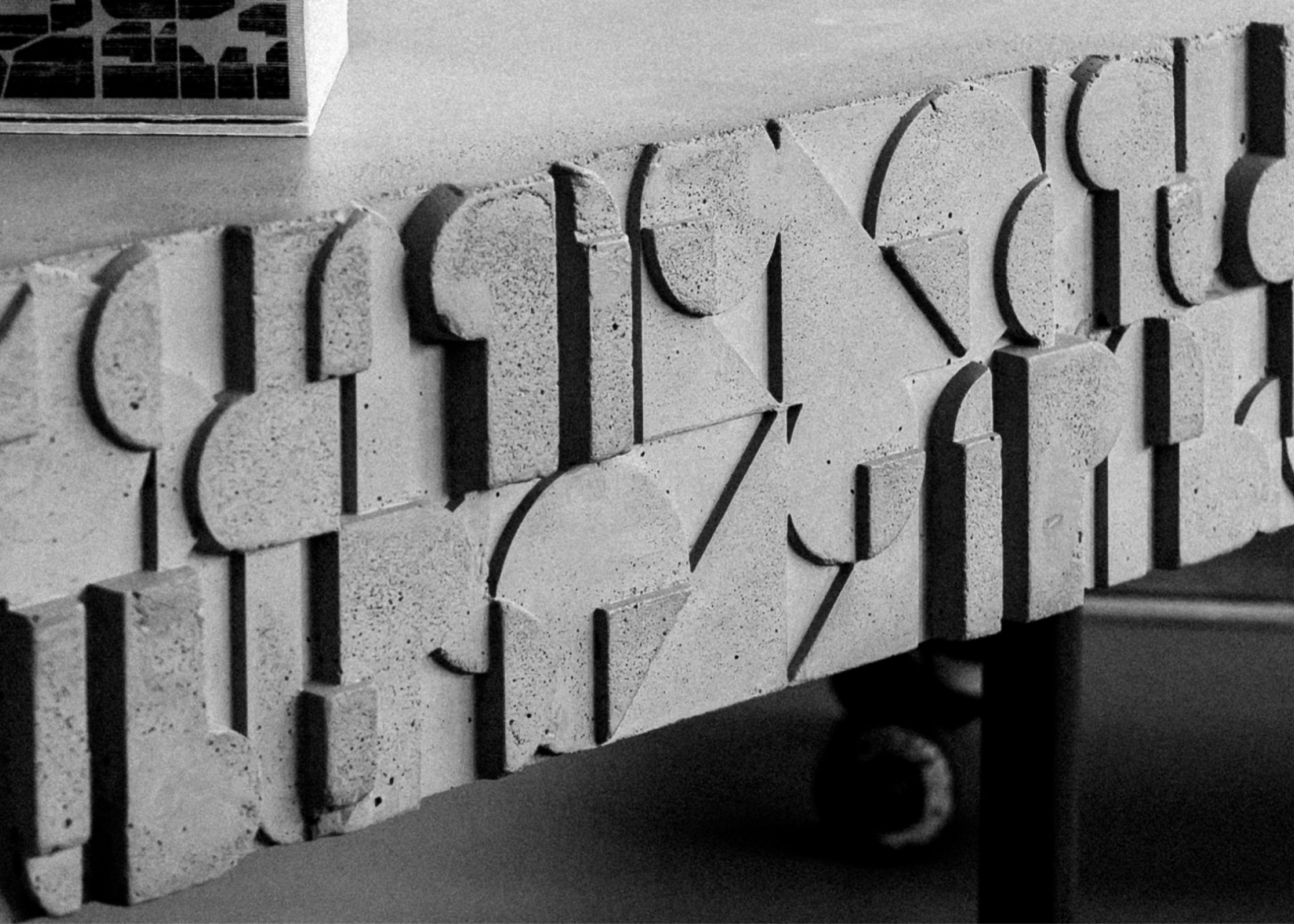 Detail of the Art Deco frieze - Bauhaus Style of the Curb concrete coffee table