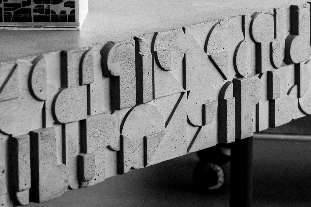 Detail of the Art Deco frieze - Bauhaus Style of the Curb concrete coffee table