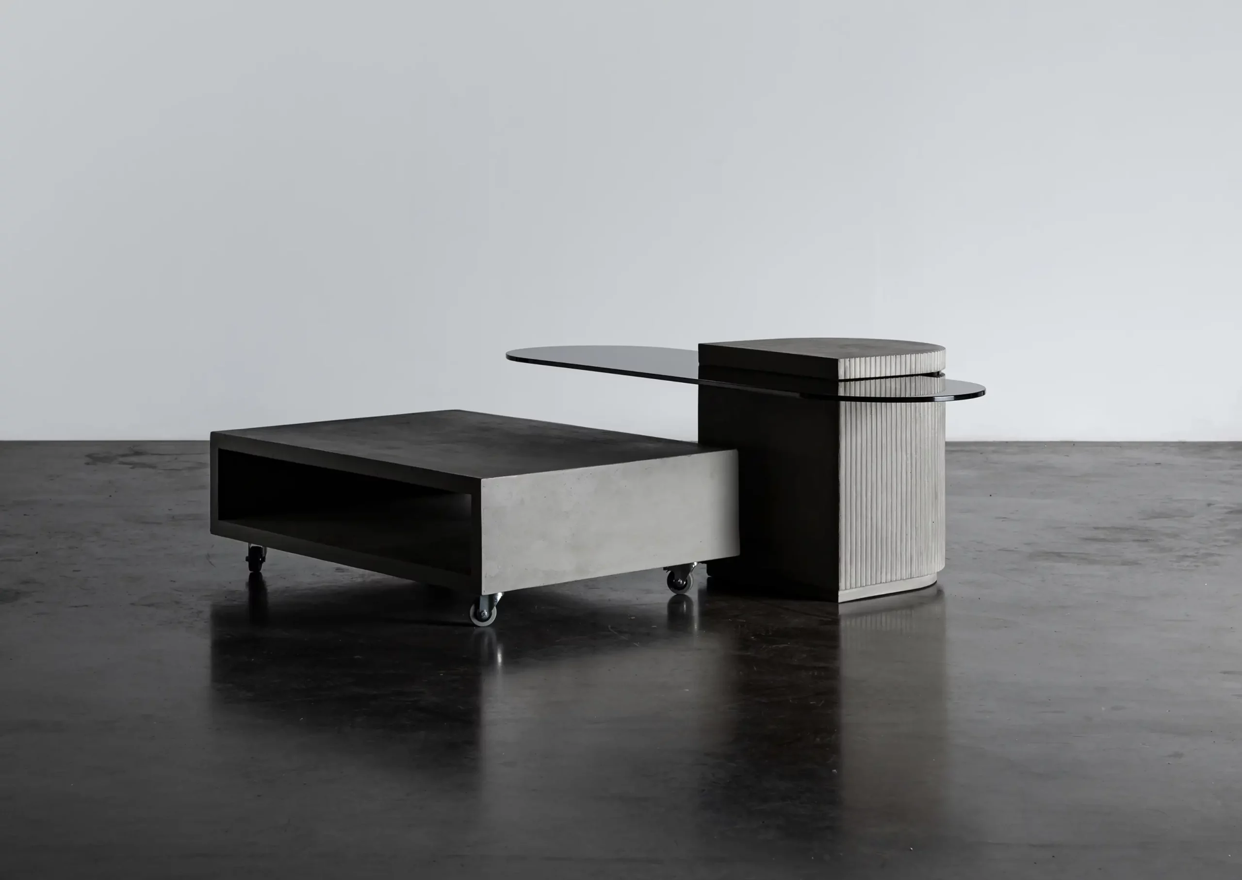 Curb and Strut concrete coffee tables, studio view — Lyon Béton
