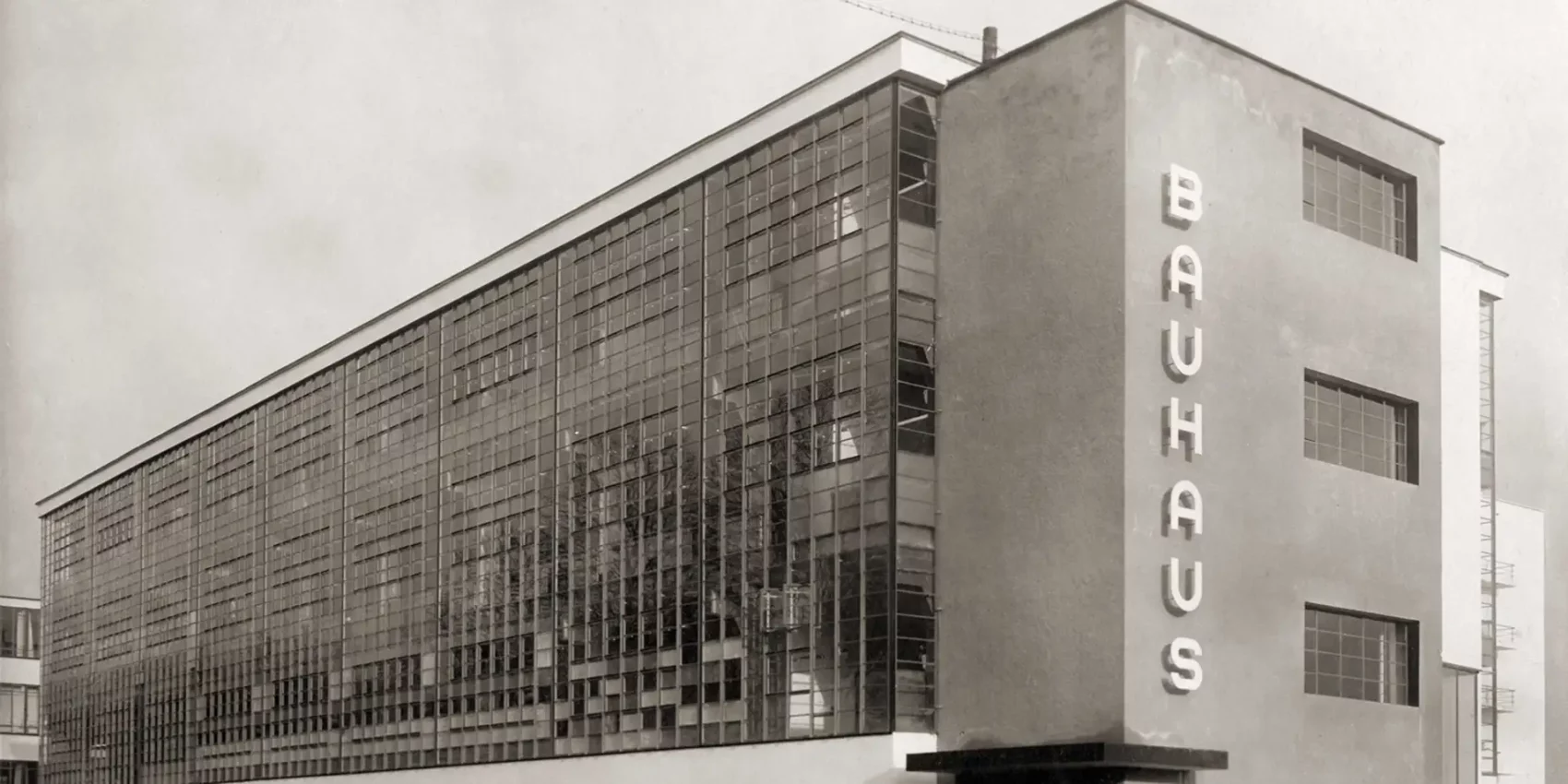 Bauhaus Dessau building, glass facade designed by Walter Gropius, 1926