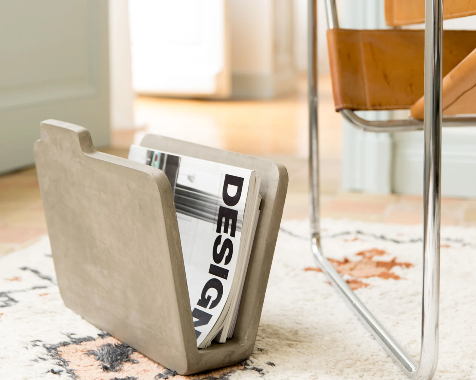 Doc concrete magazine rack holding magazines